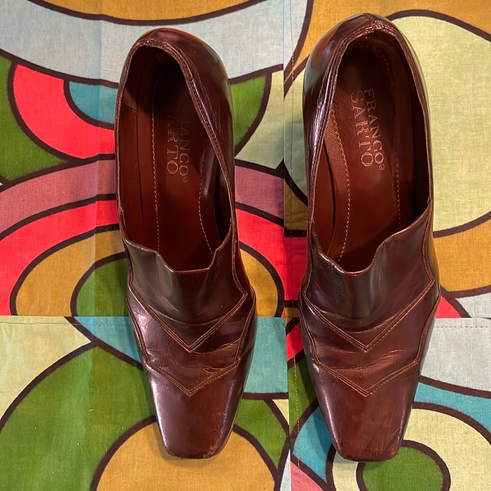 Franco Sarto brown slide in shoes